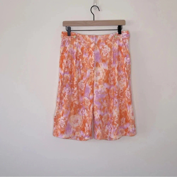 Maeve Printed Bermuda Shorts floral 80’s high rise pleated oversized jorts - Picture 9 of 9